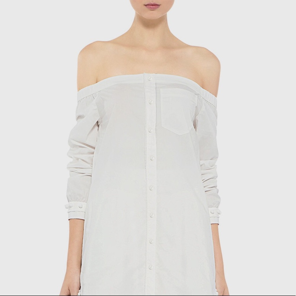 Derek Lam 10 Crosby White Off Shoulder Button Top